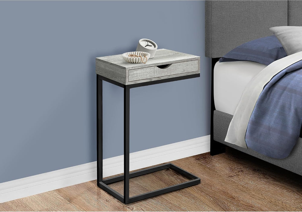 Accent Table, C-Shaped, End, Side, Snack, Storage Drawer, Living Room, Bedroo...