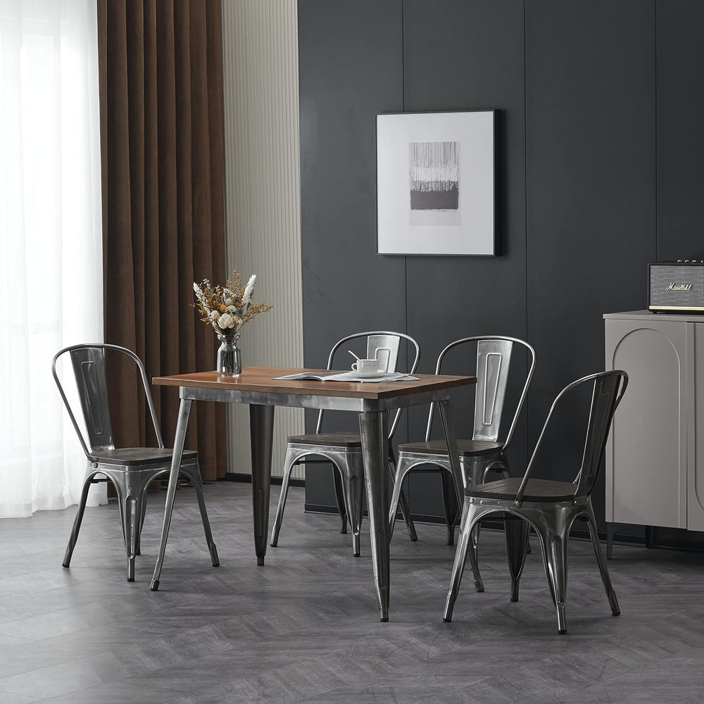 Nazhura Metal Dining Chair Farmhouse Tolix Style for Kitchen Dining Room Pati...