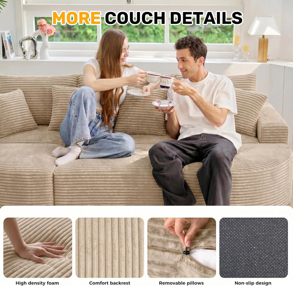 120" Oversized Round Sofa Bed, Modular Sectional Cloud Couches for Livin...