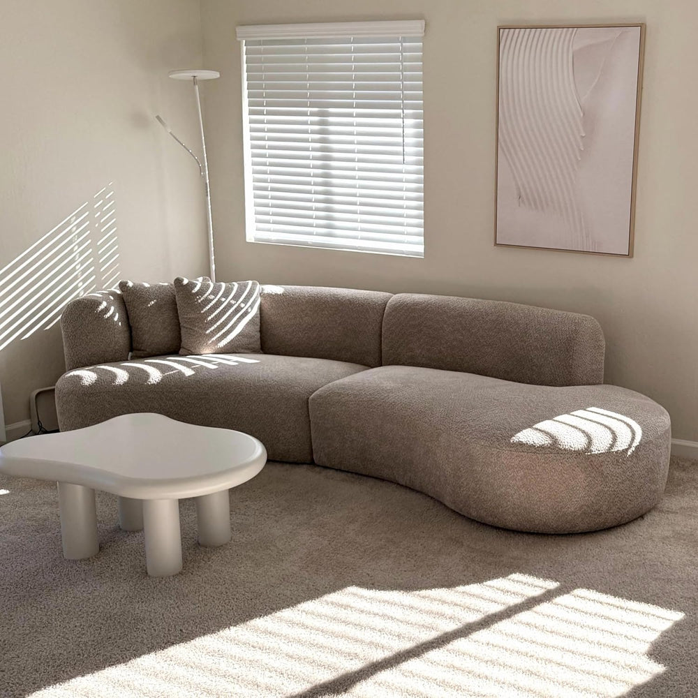 Acanva Modern Curved Sectional Living Room Couch, Minimalist Comfy Boucle Fab...