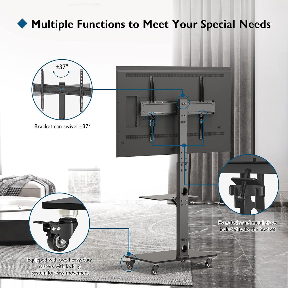 BONTEC TV Stand with Wheels for 30-70 Inch Plasma/LCD/LED Screens up to 40 kg...