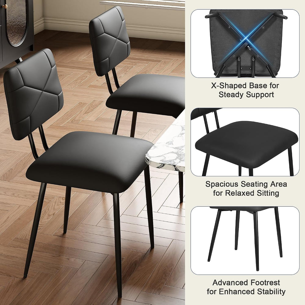 VECELO Dining Chairs Set of 2, Modern Upholstered Kitchen Chairs with Faux Le...