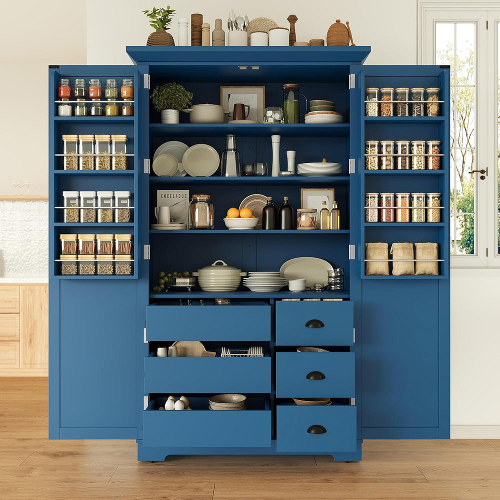 Merax 72" Tall Shaker Style Kitchen Pantry with 3 Drawers, Adjustable Sh...