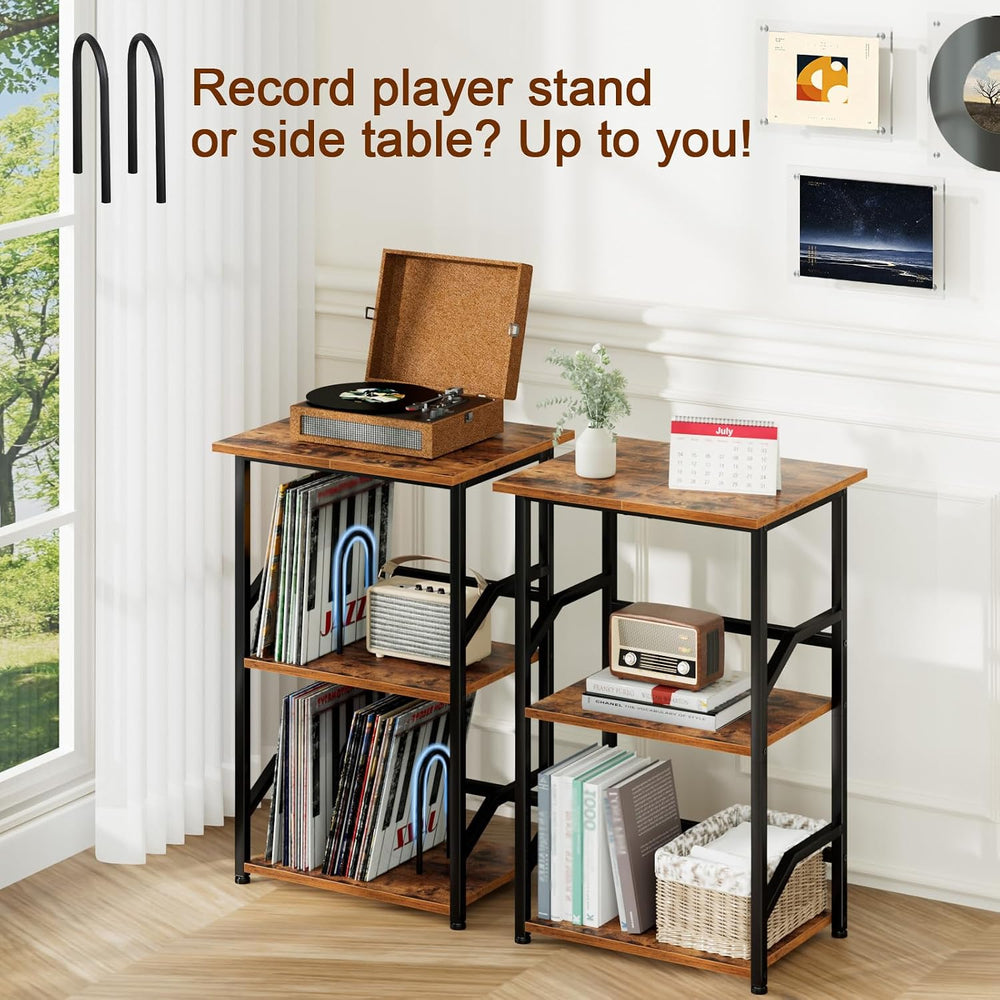 LOAKEKEL Record Player Stand, Large Vinyl Record Storage Up to 200 Albums, 3 ...
