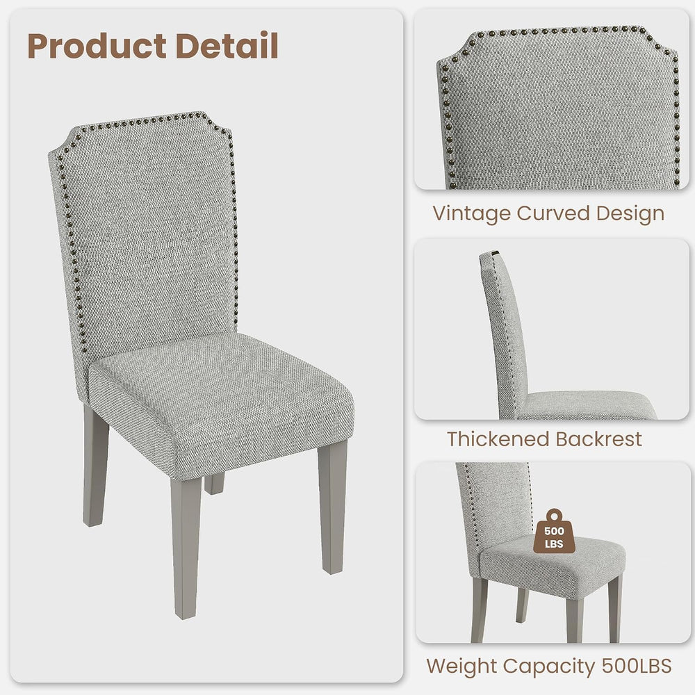 GarveeHome Upholstered Dining Chair Set, Solid Wood Chairs with Solid Wood Le...