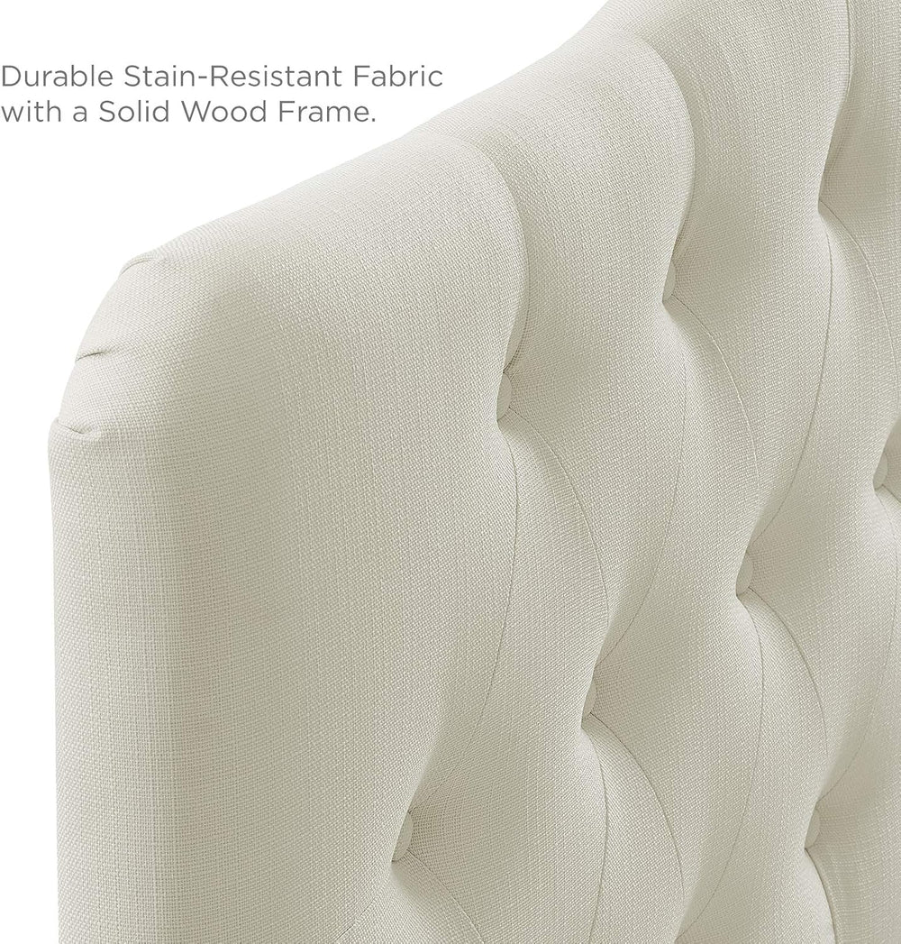 Modway Annabel Tufted Button Linen Fabric Upholstered King Headboard in Ivory