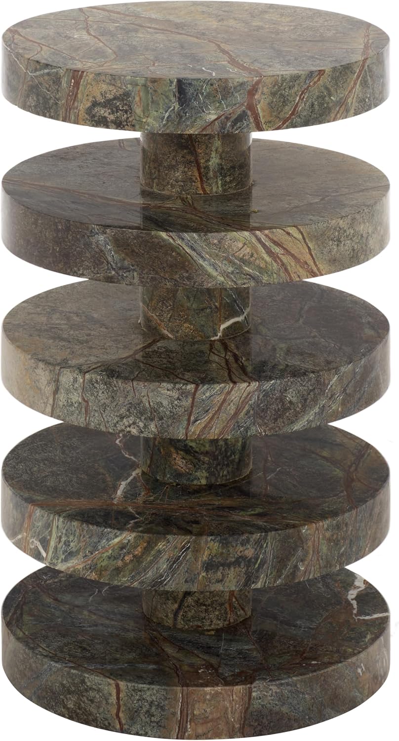 SAFAVIEH Couture Collection – Danny Green & Brown Stacked Round Marble Ac...