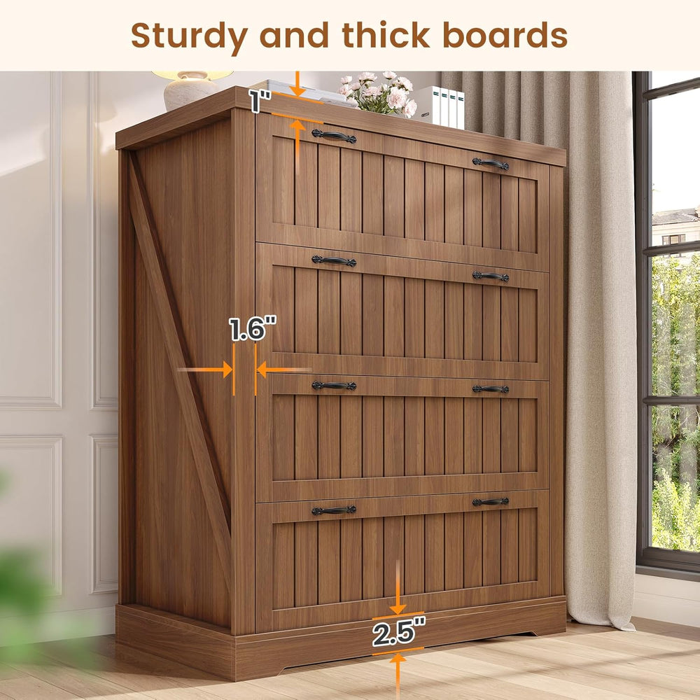 SEDETA Farmhouse 4 Drawer File Cabinet, Filing Cabinet for Home Office, Wood ...