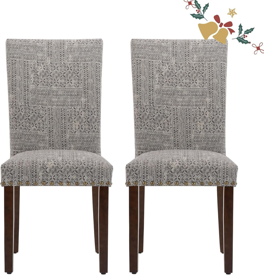 Parsons Dining Chairs Set of 2, Upholstered Nailhead Dining Room Kitchen Side...