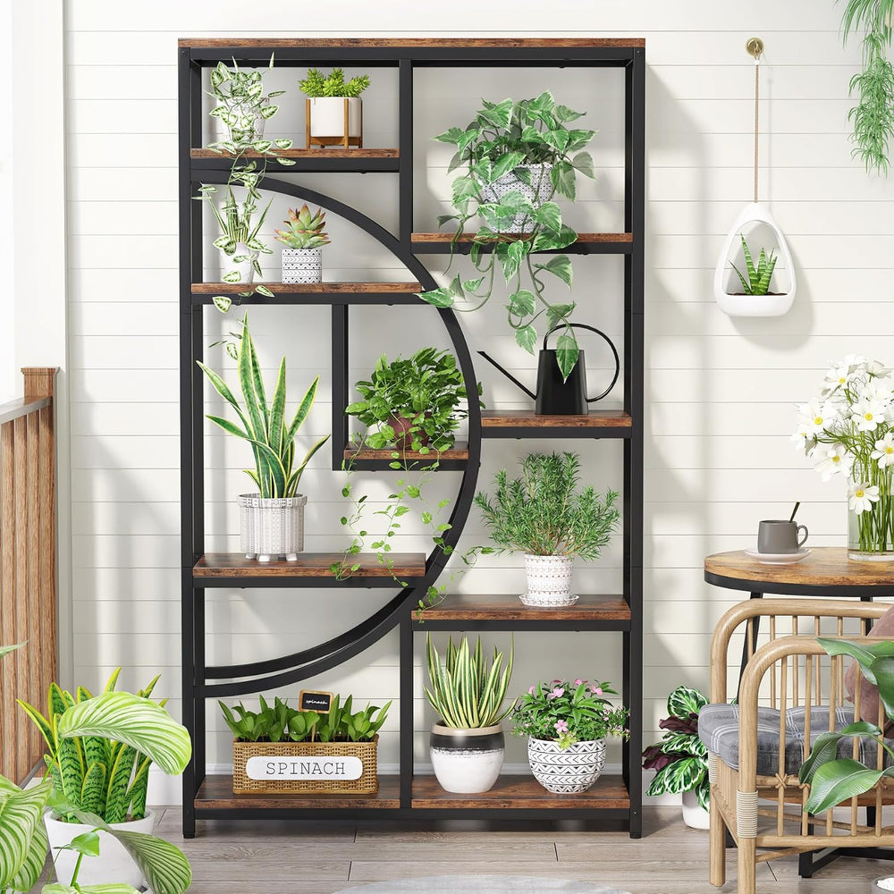 Tribesigns Industrial Bookshelf Bookcase with 9 Open Shelf (Rustic Brown)