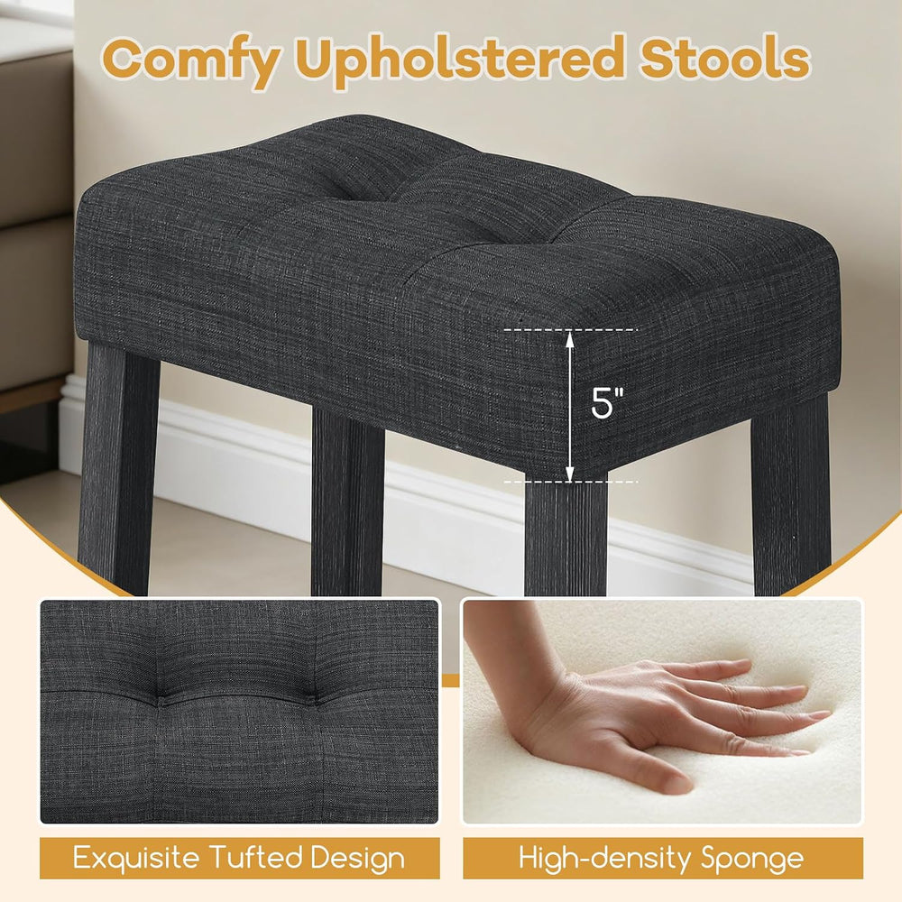 COSTWAY 3-Piece Wooden Bar Table Set with Charging Station | Modern Counter H...