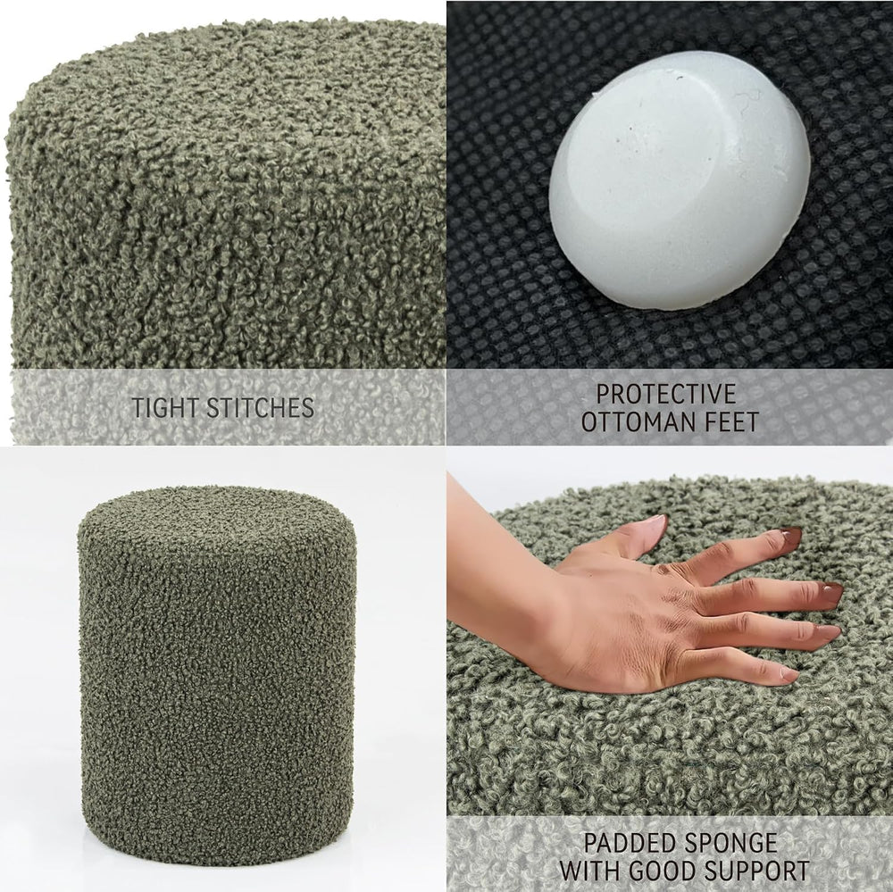 O2B Modern Round Ottoman with Soft Padded Seat – Multifunctional Vanity Chair...