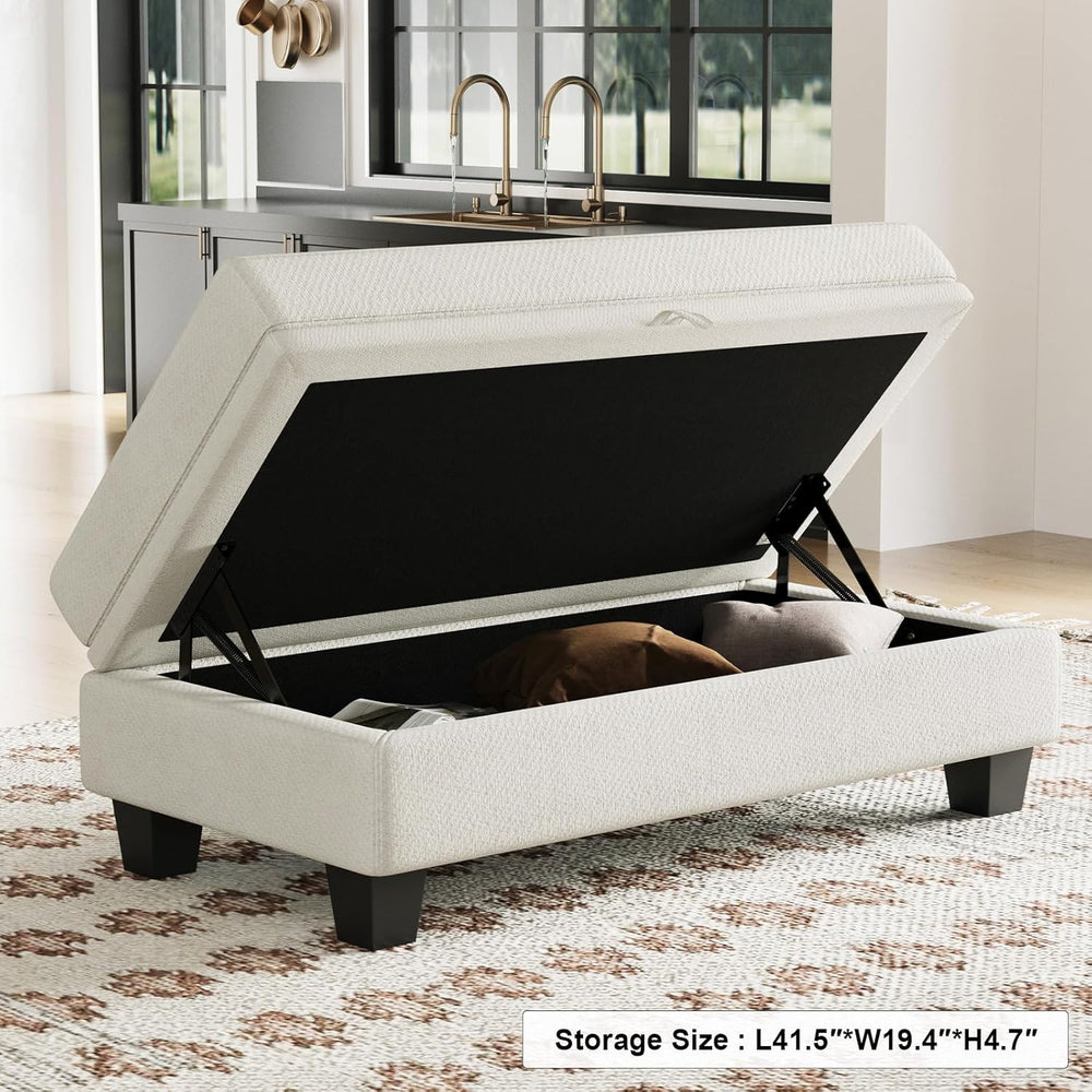 Belffin 45.9" Storage Ottoman Bench Oversized Ottoman for Footrest Uphol...