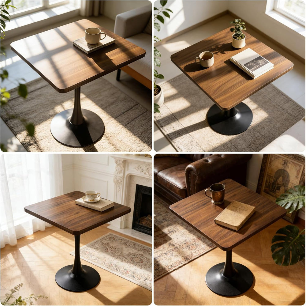 27.6" Square Dining Table, Modern Tulip Pedestal Table with Smooth MDF S...