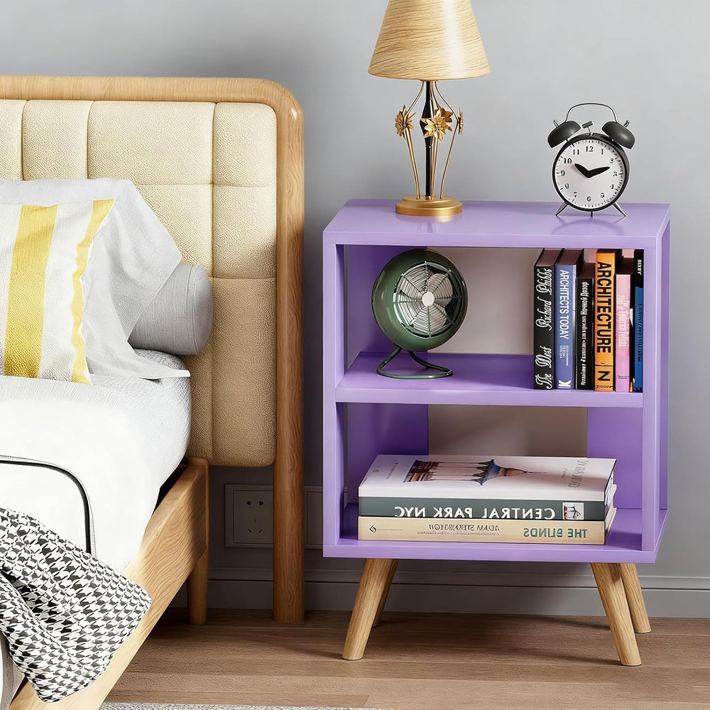 Aenuert Night Stand, Purple Nightstand, Modern End Table with Open Storage, 2...