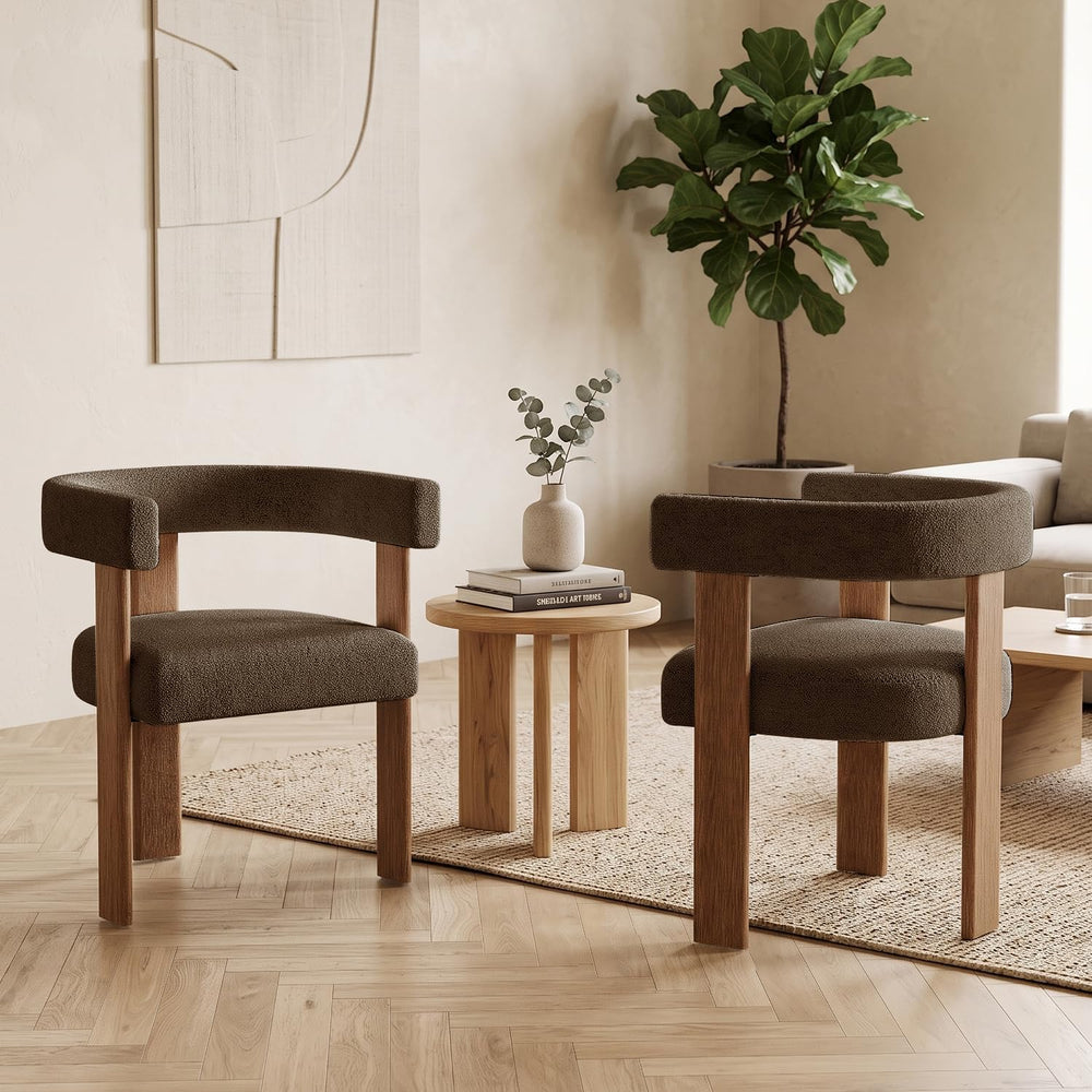 Gaussen Boucle Dining Chairs Set of 2,Terry Upholstered Dining Room Chairs wi...