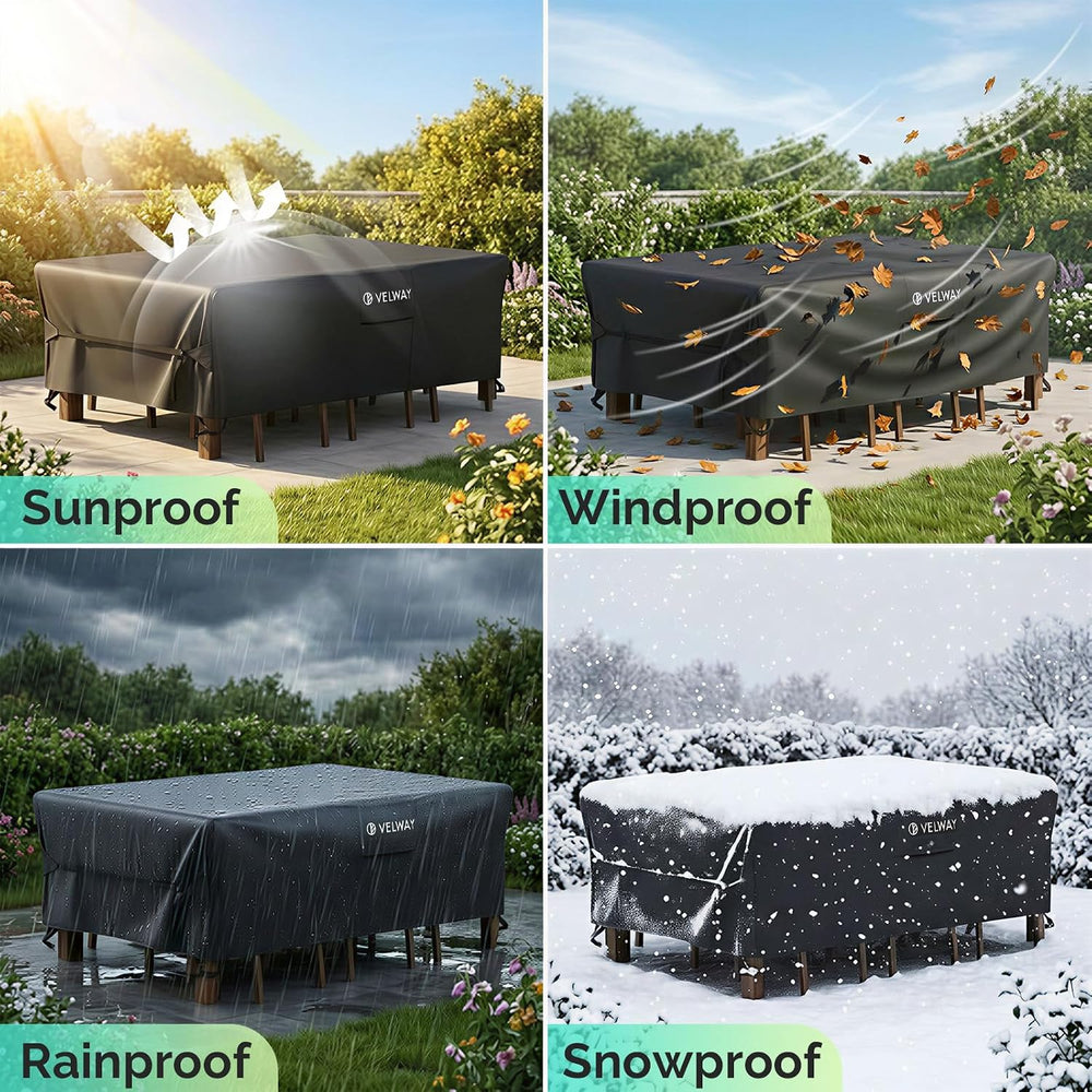 Patio Furniture Cover Waterproof 420D Heavy Duty Outdoor Buckles Air Vent