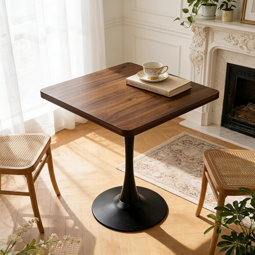 27.6" Square Dining Table, Modern Tulip Pedestal Table with Smooth MDF S...