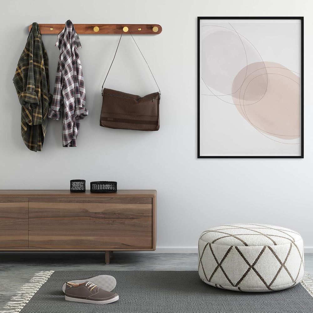 Wall Mounted Coat Rack, Metal Wood, with 5 Hooks