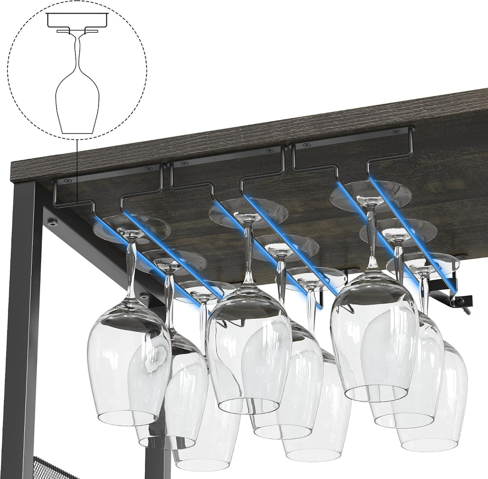 Takywep 3-Tier Wine Bar Cabinet with Removable Wine Rack, Glass Holder, Indus...