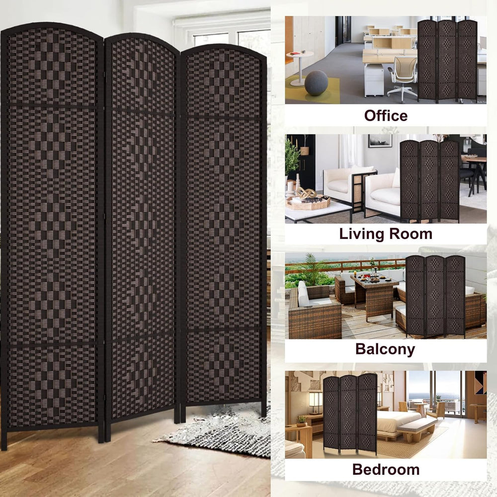 RHF Room Divider Panel,3 Panel Partition Room Dividers Screen, Dark Coffee