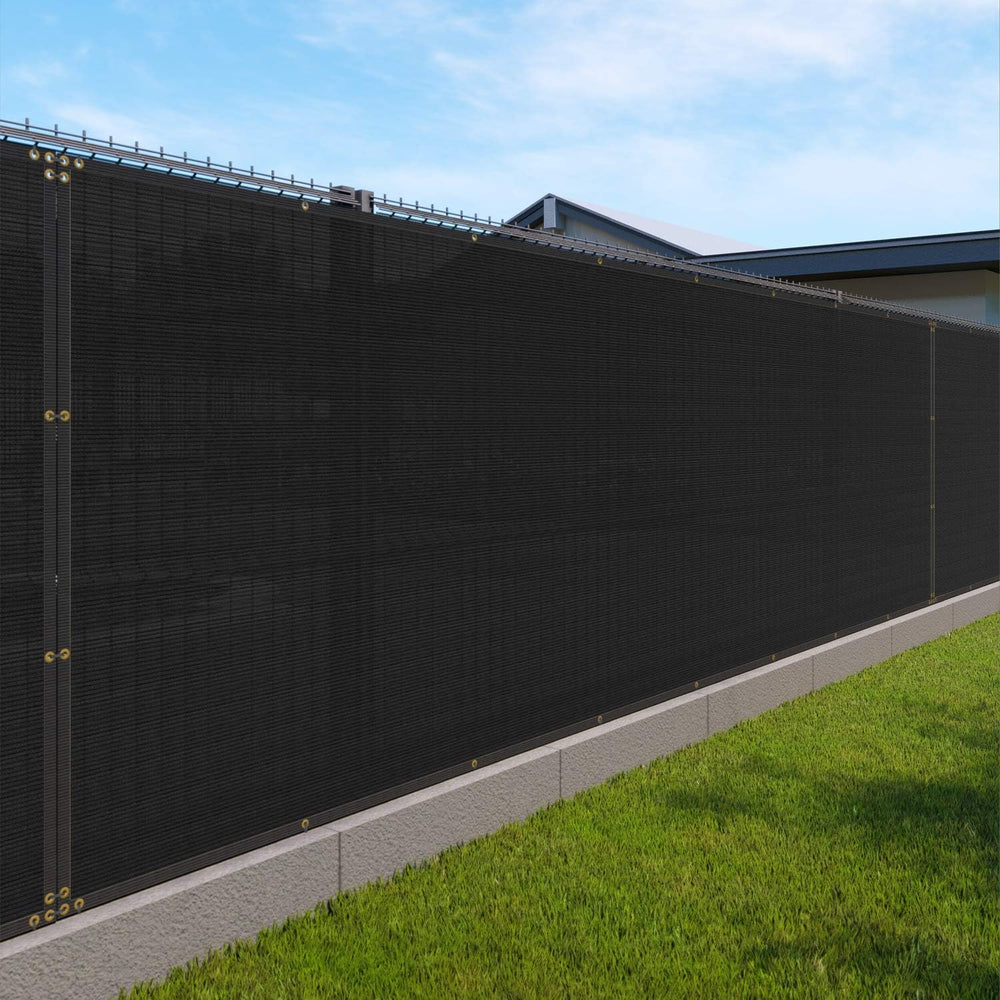 Windscreen4less 6' x 25' Privacy Fence Screen in Black with Bindings ...