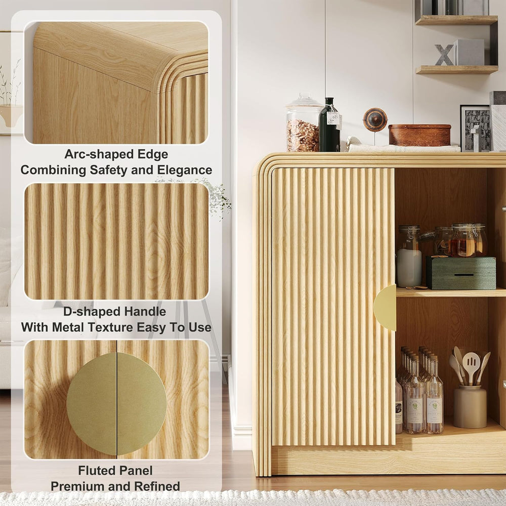 Decofy 55" Buffet Sideboard Cabinet, Mid Century Modern Console Cabinet ...
