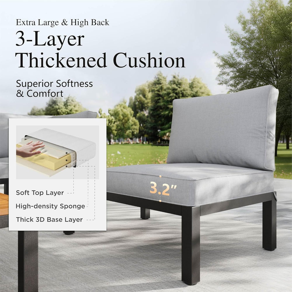 Sophia & William 7 Piece Metal Outdoor Sectional Sofa with Cushion, Patio...