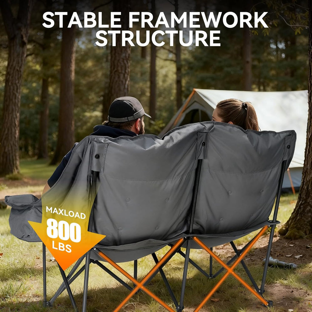 Huskfirm Padded Double Camping Chair High Back 2 Person Camping Chair Oversiz...