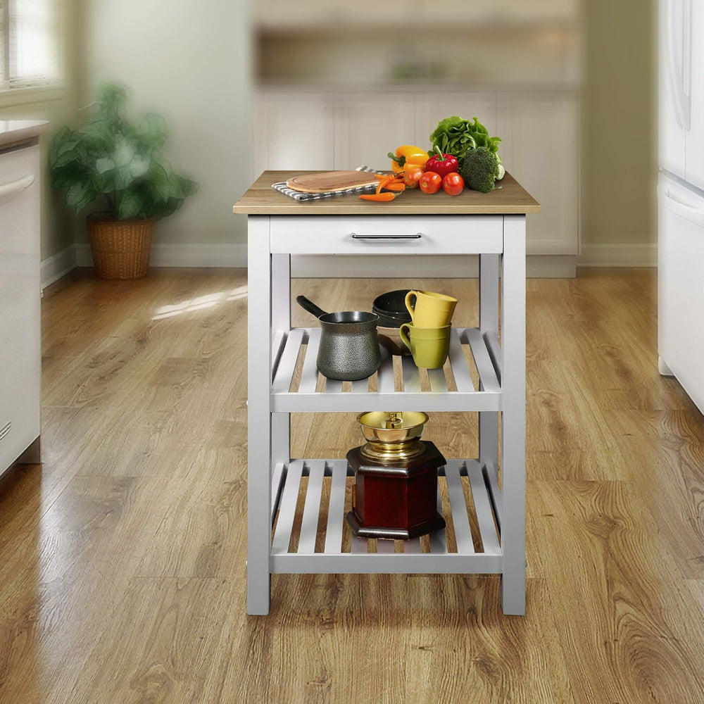 Casual Home Sunrise (Small) with Solid Harvest Hardwood Top Kitchen Island, 2...