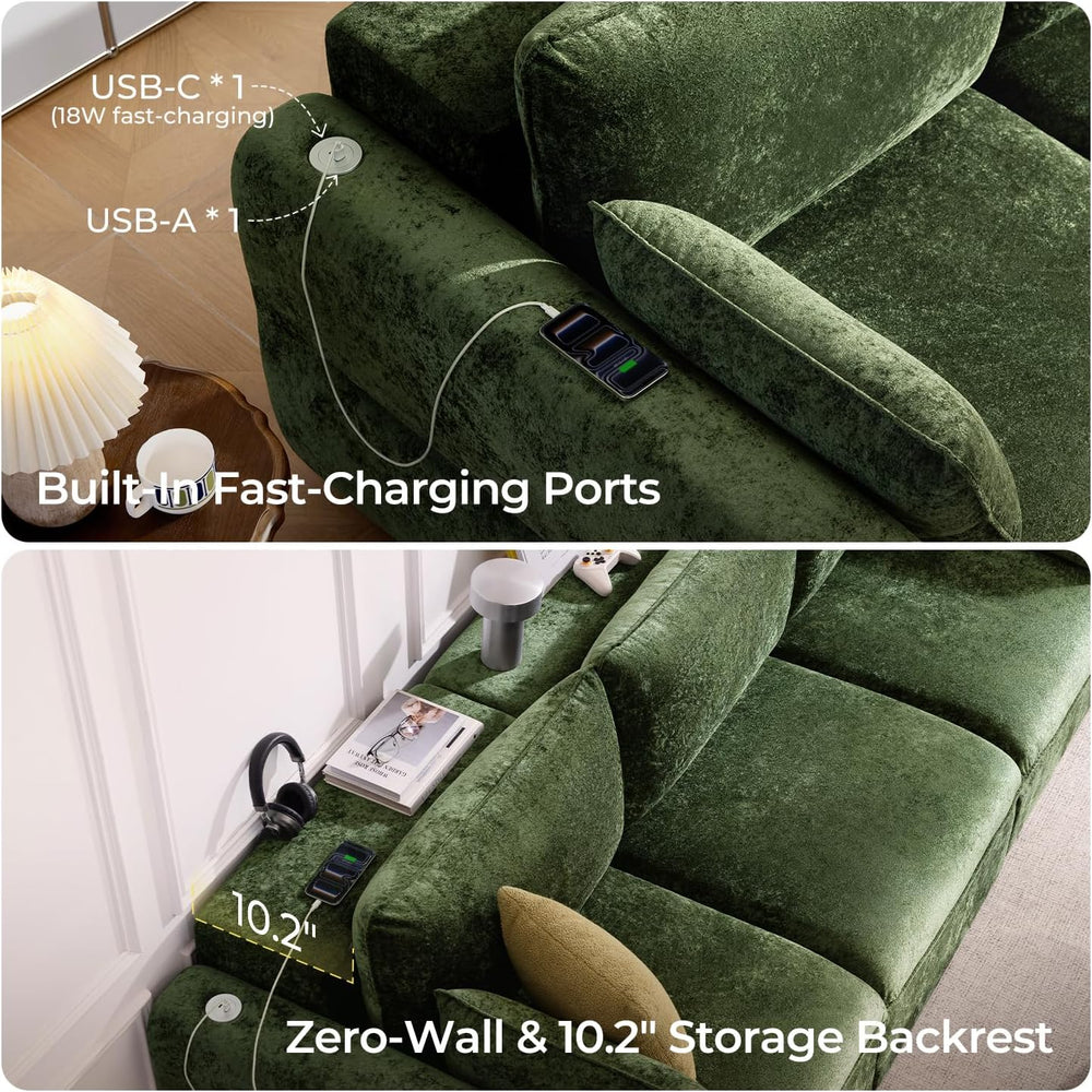 103" Electric Pull Out Sleeper Sofa Bed, 2in1 Power Extendable Couch Bed...