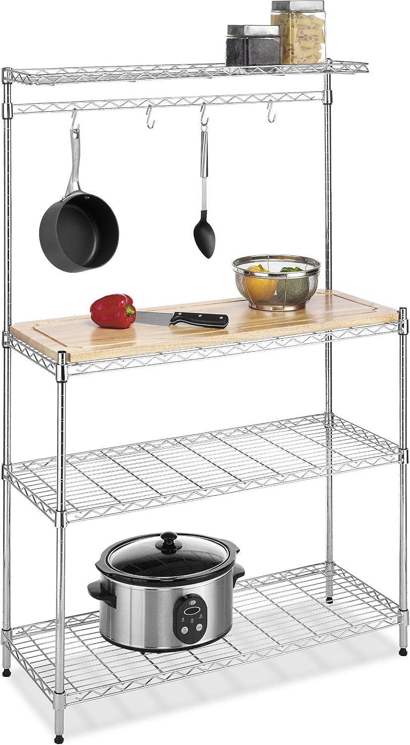 Whitmor Supreme Baker’s Rack with Food Safe Removable Wood Cutting Board - Ch...
