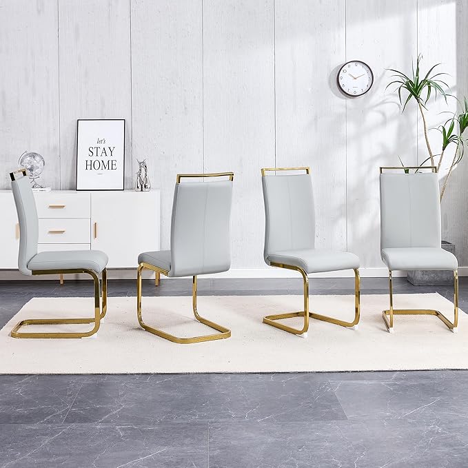 AZmac Modern Leather Dining Chairs Set of 4,Armless Kitchen Chairs,Dining Roo...