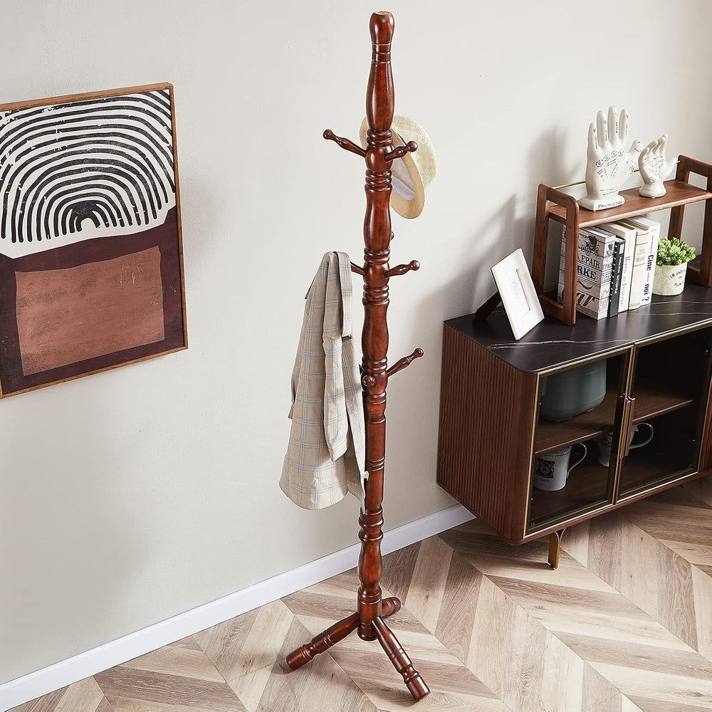 Coat Rack, Natural Wood Coat Racks with 3 Height Options and 9 Hooks,Coat Tre...