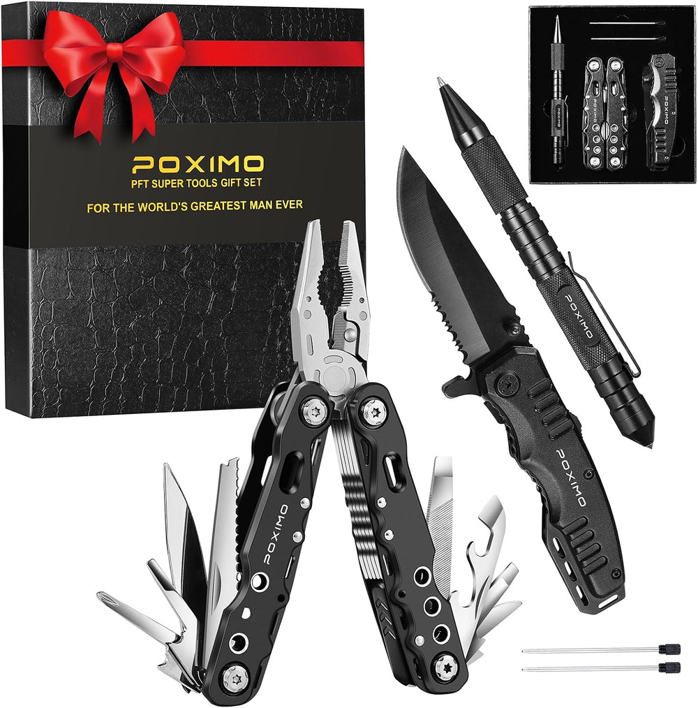 Multitool Gift Set for Men Dad Him, 3-in-1 EDC Survival Kit with 14 in1 Multi...