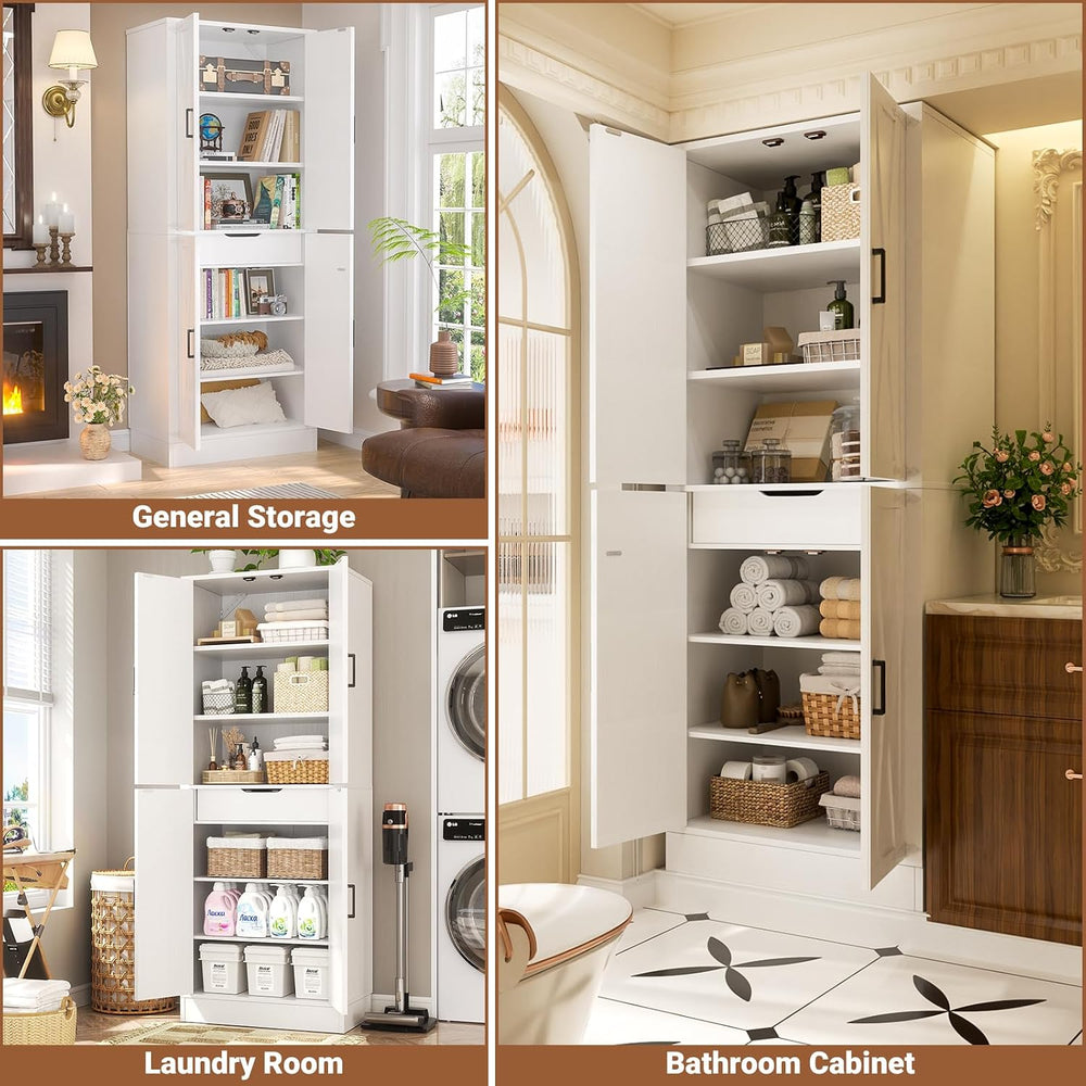 Unikito 71" Tall Kitchen Pantry Storage Cabinet with Farmhouse Barn Door...