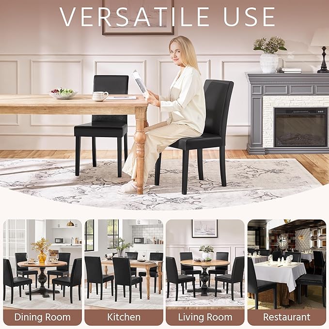Yaheetech Dining Chairs Set of 2 Faux Leather Modern Dining Room Chairs with ...