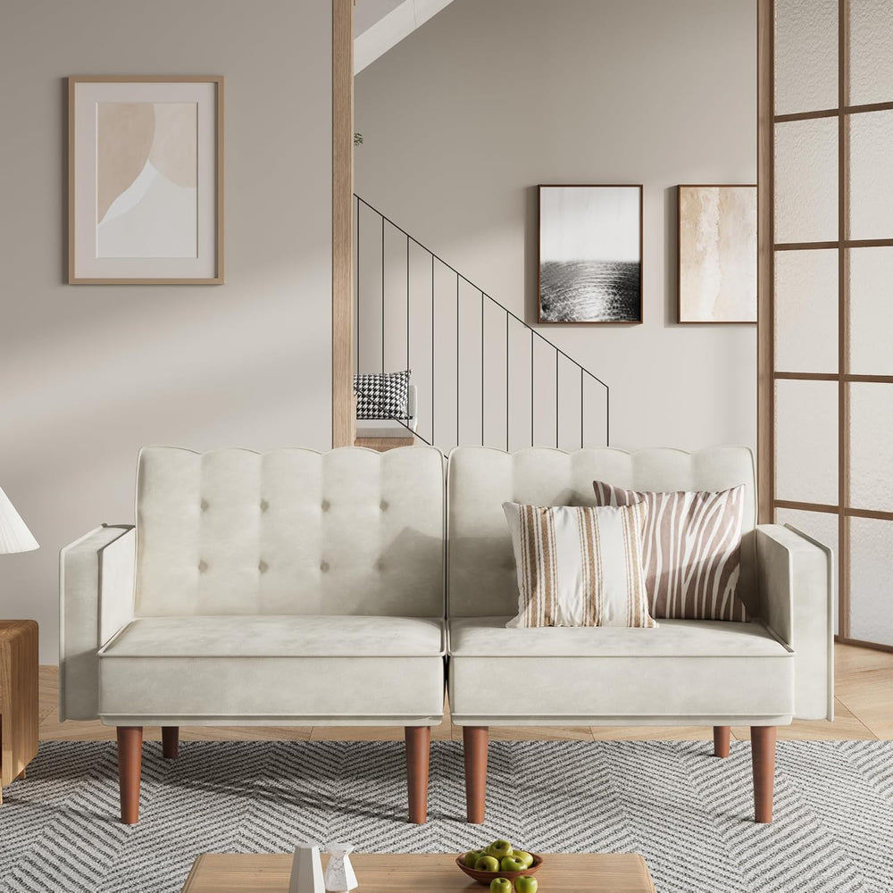 Furnify 71" Velvet Futon Sofa Bed, Versatile Loveseat Couch, Sleeper Sof...