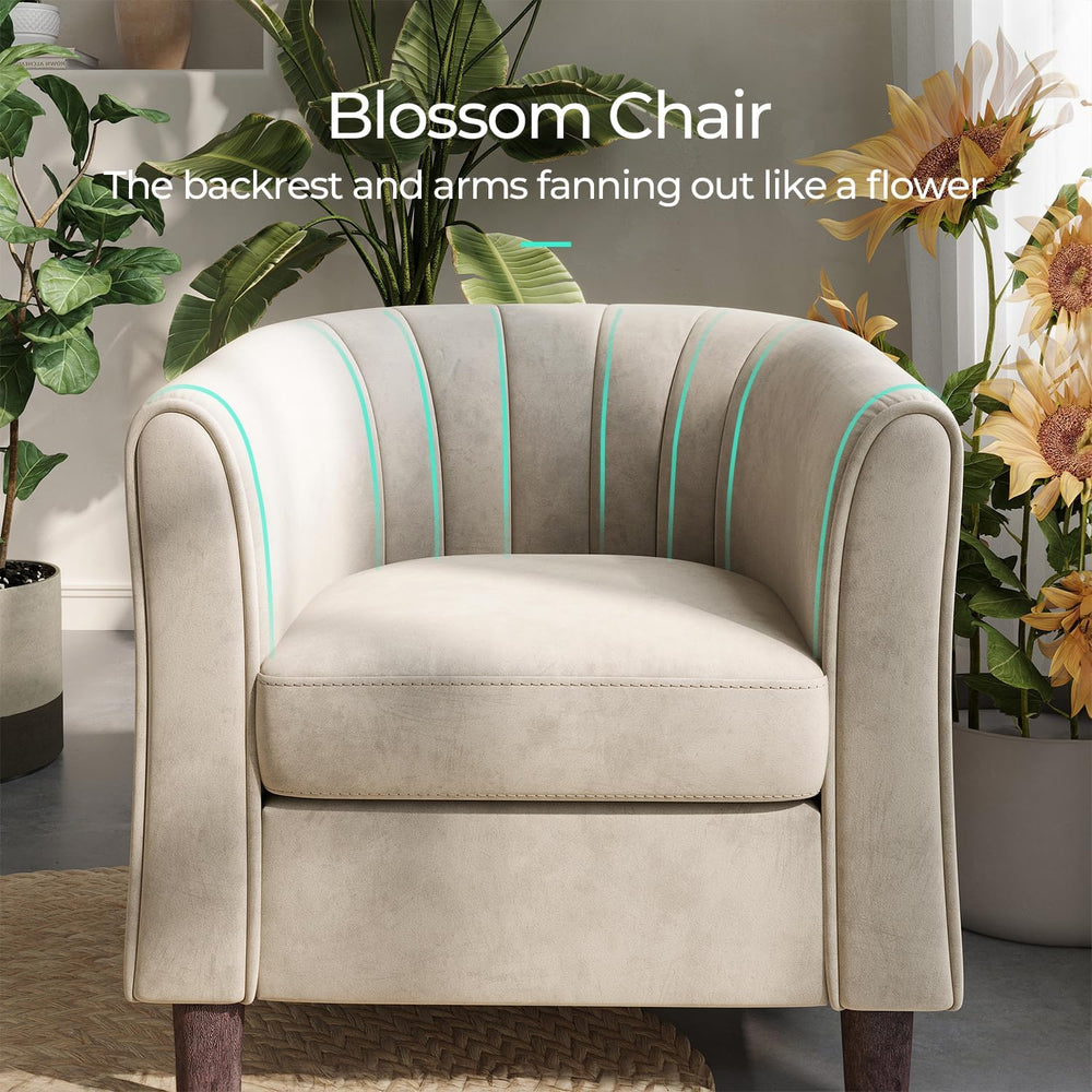 LINSY Accent Chair with Ottoman, Modern Barrel Chair Small Armchair Reading C...