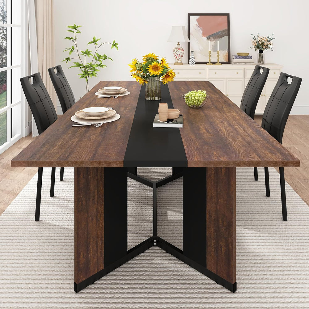 7-Piece Dining Table Set with 6 Cushion Chairs for 4 6 People, 71" Large...
