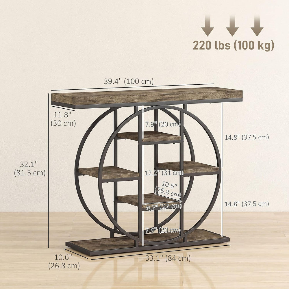 HOMCOM Entryway Table, 39.4" Console Sofa Table with Storage Shelves and...