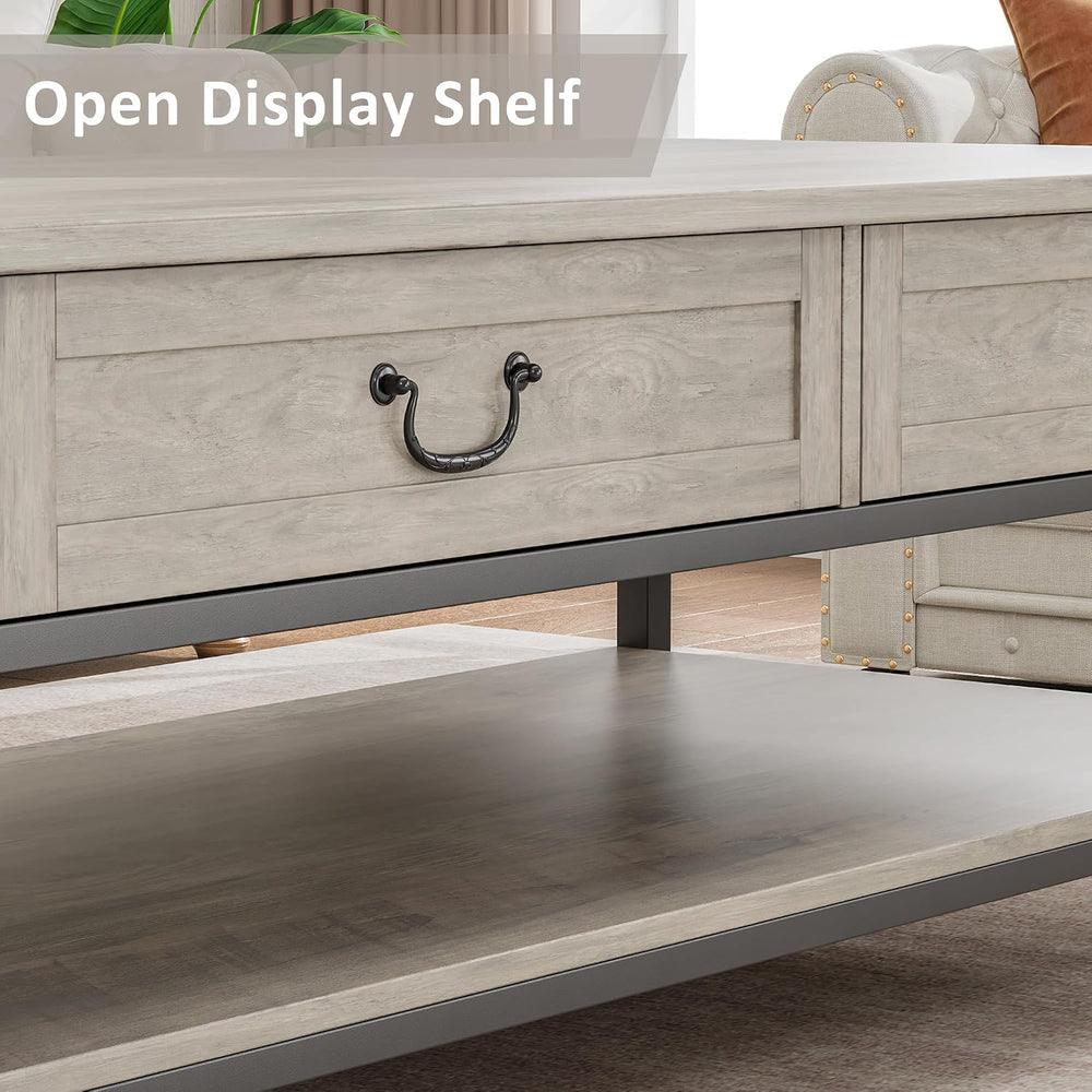 41" Rustic Coffee Table with 2 Storage Drawers, Rectangular Coffee Table...