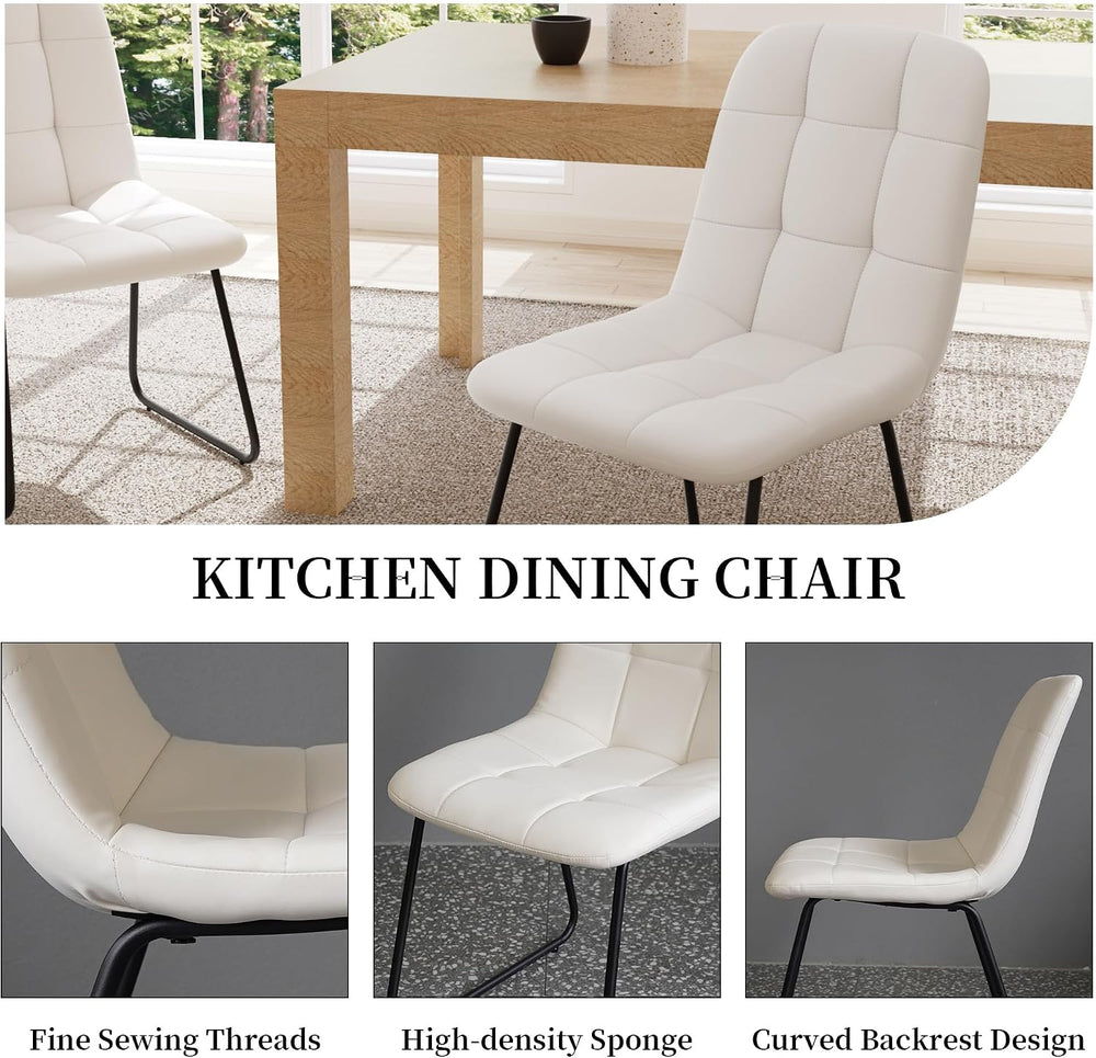 HIPIHOM Faux Leather Dining Chairs Set of 4 | Modern Kitchen Chairs with Curv...