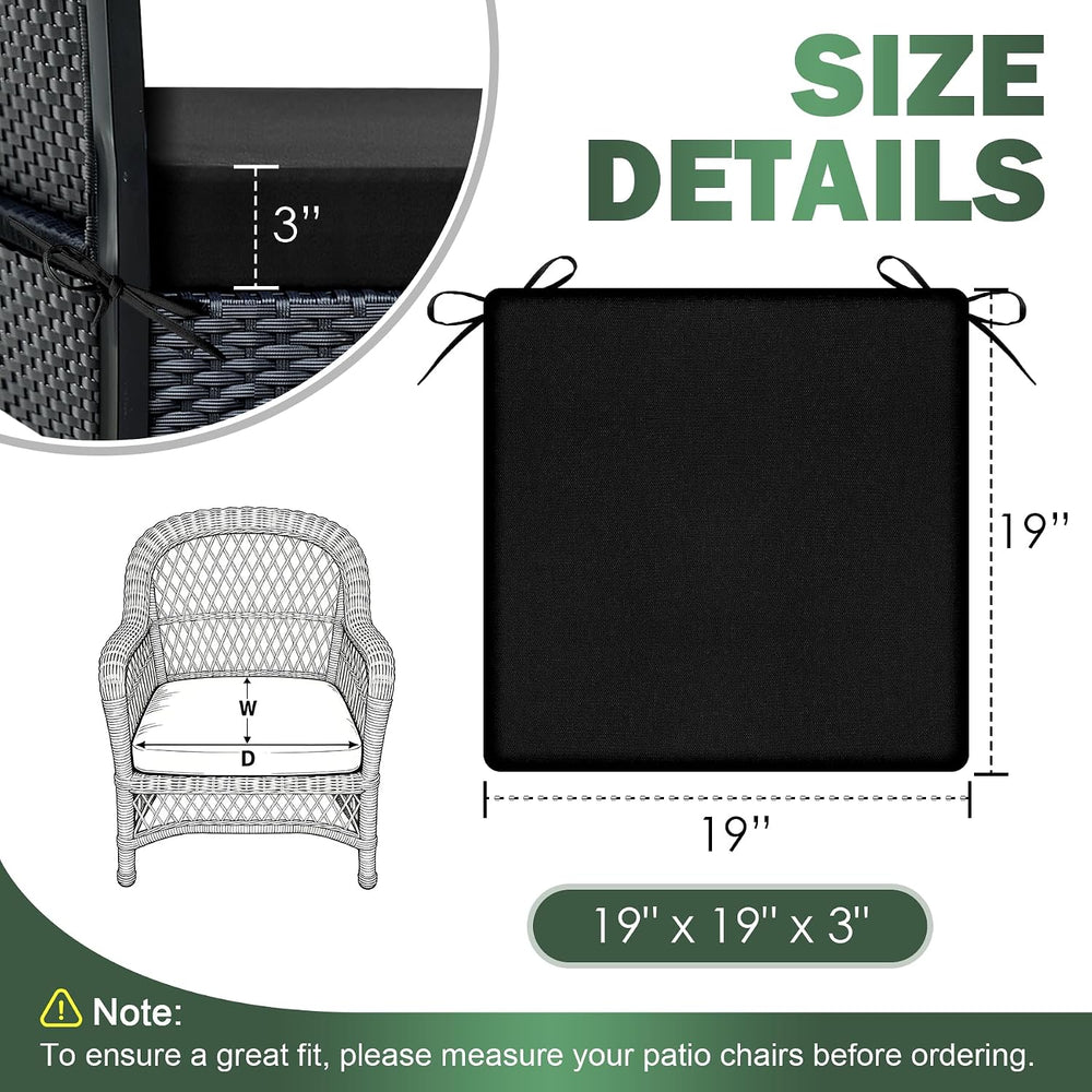 Outdoor Chair Cushions Set of 4, 19x19x3 Inch Waterproof & Fade Resistant...