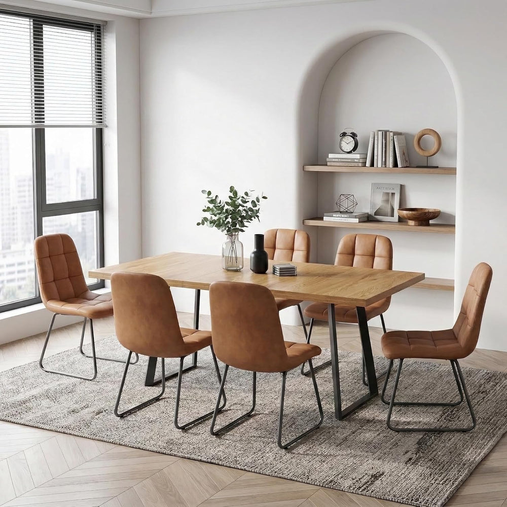 ZckyCine Butterfly Leaf Extendable Dining Table Set 47"-63", Rustic...