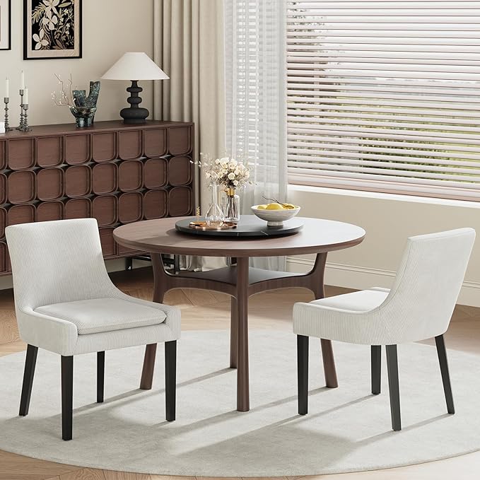 COLAMY Upholstered Dining Chairs Set of 4 with Mid Back and Wood Legs, Modern...
