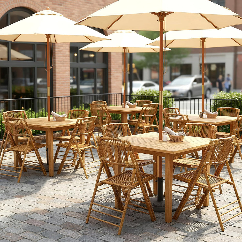 Bonnlo Bamboo Folding Chairs 1/2/4 Pack Foldable Dining Wood Chairs for Outdo...