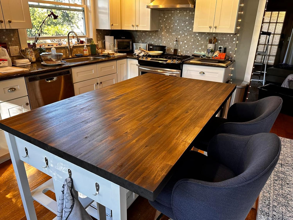 Howizz Walnut Butcher Block Countertop 60 x 30 x 1.5 Inches - Solid Wood Tabl...