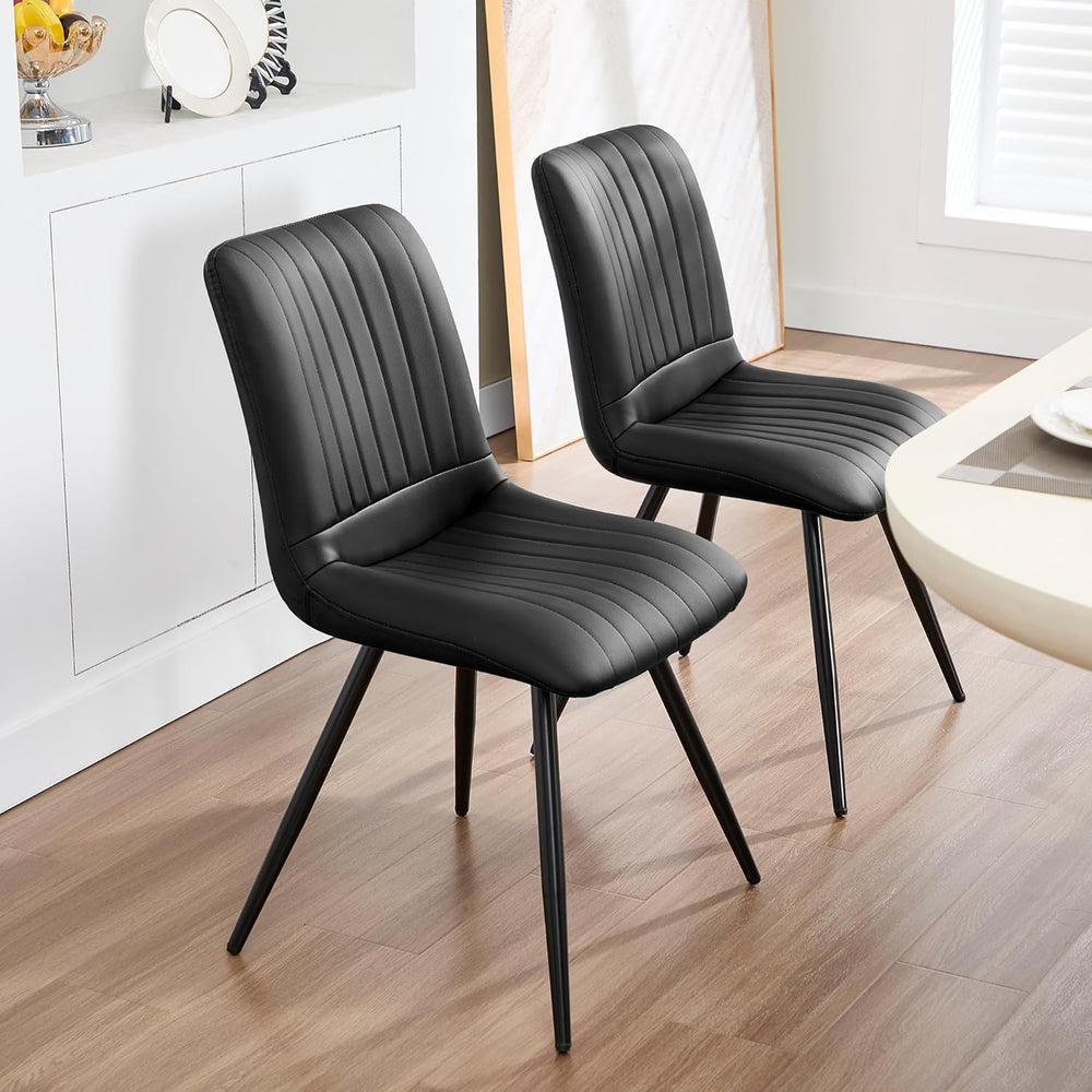 Dining Chairs Set of 4, Modern Dining Chairs with Thick Cushions, PU Leather ...