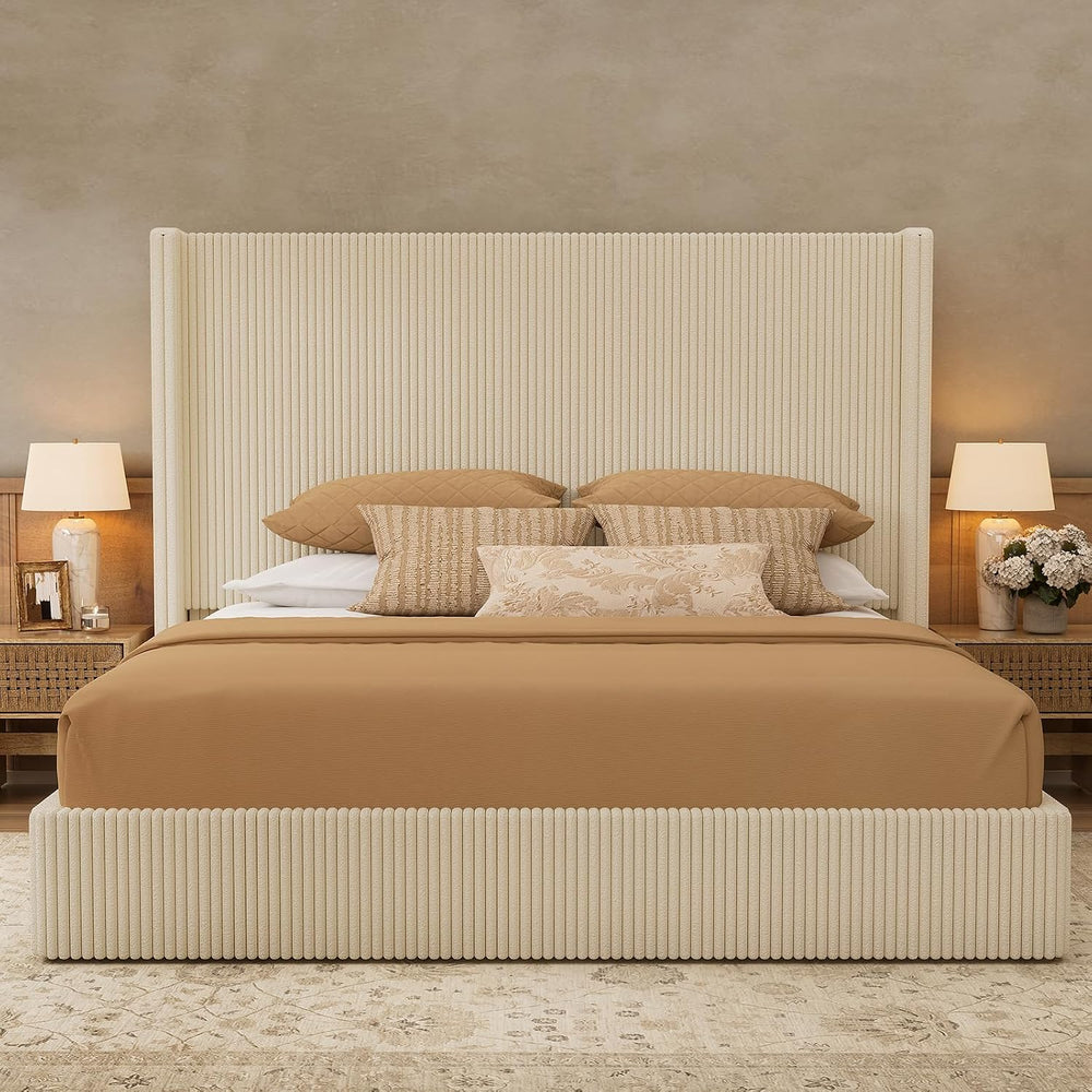 Yechen King Bed Frame with Lift Up Storage, 51.2" Tall Headboard and Uph...